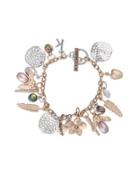 Kensie Flora And Fauna Two-tone Charm Cluster Bracelet