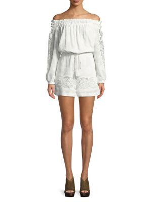 Adelyn Rae Off-the-shoulder Embroidered Romper