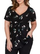 Addition Elle Michel Studio Plus Floral Knot-front Top