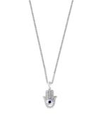 Effy Sterling Silver, Diamond & Sapphire Hamsa Pendant Necklace
