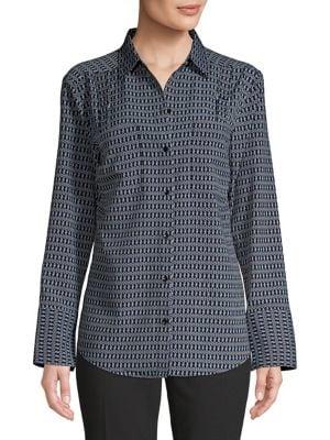 Jones New York Patterned Button Up Shirt