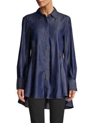 Donna Karan Long Sleeve Trapeze Top