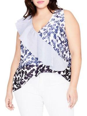 Rachel Rachel Roy Plus Plus Floral-print Sleeveless Top
