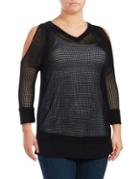 B Collection By Bobeau Plus Mixed-media Cold-shoulder Top