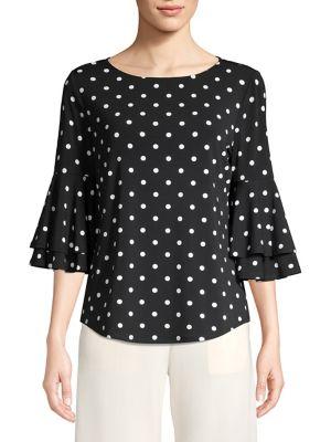 Context Polka Dot Ruffle Sleeve Blouse