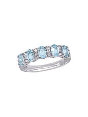 Sonatina 14k White Gold Aquamarine & Diamond Semi Eternity Ring
