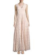 Vera Wang Floral Lace Floor-length Gown