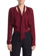 Elie Tahari Jurnee Ruffle Front Silk Blouse