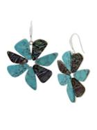 Lord Taylor Santa Fe Crystal, Turquoise And Abalone Flower Drop Earrings