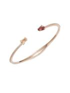 Nadri Pink Mix Rose-goldtone Hinge Bangle Bracelet