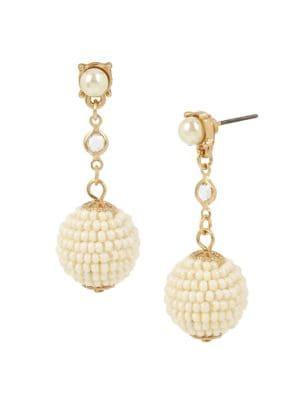 Miriam Haskell Woven Seed Beaded Ball Drop Earrings