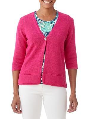 Olsen One-button Linen-blend Cardigan