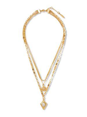 Sole Society Charms & Links Goldtone And Crystal Multi-row Necklace