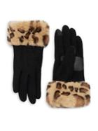 Echo Leopard-print Faux-fur Cuff Gloves