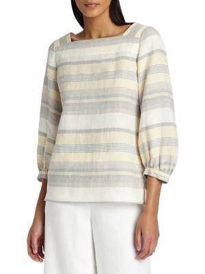 Lafayette 148 New York Harper Stripe Linen Blouse