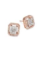 Lord & Taylor 14k White And Rose Gold Diamond Stud Earrings