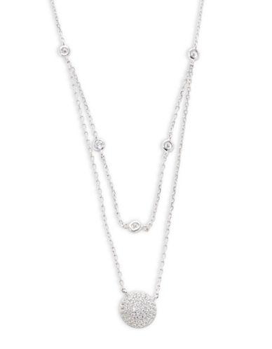 Lord & Taylor Sterling Silver Layered Crystal Pave Pendant Necklace