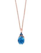 Effy Ocean Bleu London Blue Topaz, Diamond And 14k Rose Gold Necklace