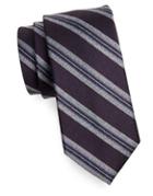 Black Brown Stripe Silk And Wool Tie