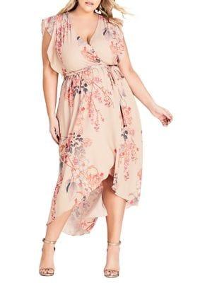 City Chic Plus Sweet Delilah Floral Wrap Maxi Dress
