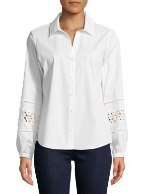 Karl Lagerfeld Paris Button-down Lace Sleeve Shirt