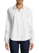 Karl Lagerfeld Paris Button-down Lace Sleeve Shirt