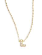 Nadri Sterling Silver L Initial Necklace
