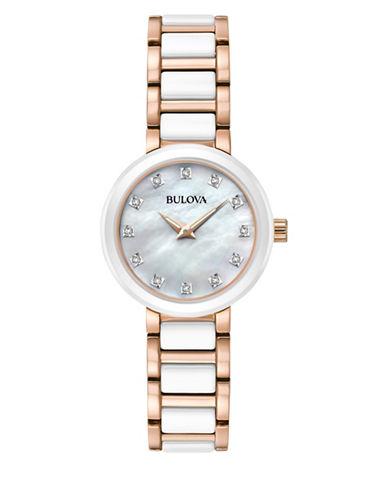 Bulova Diamond Stainless Steel & White Ceramic Bracelet Watch