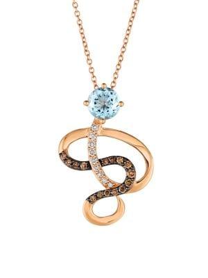 Le Vian 14k Strawberry Gold & Sea Blue Aquamarine Pendant Necklace