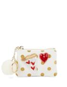 Bow And Drape Heart Pizza Embellished Dotted Mini Pouch