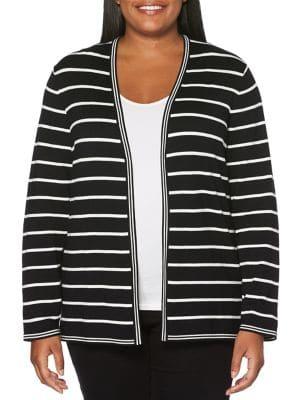 Rafaella Plus Striped Open Front Cardigan