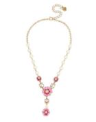 Betsey Johnson Floral Crystal Y-necklace