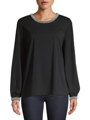 Karl Lagerfeld Paris Embellished Long Sleeve Blouse