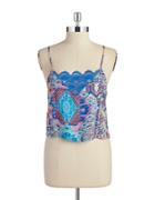 Design Lab Lord & Taylor Printed Crocheted Tank