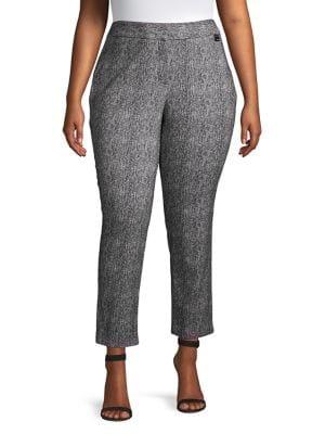 Calvin Klein Plus Animal-print Herringbone Ankle Pants