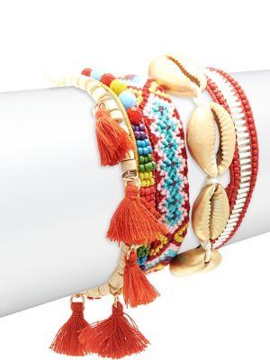 Design Lab Set Of 5 Goldtone And Beaded Bracelets