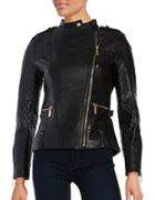 Vince Camuto Leather Front Zip Moto Jacket