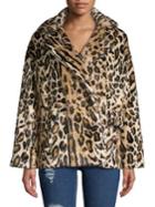 Free People Leopard Faux-fur Coat