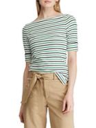 Lauren Ralph Lauren Striped Elbow-length Sleeve Top