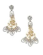 Badgley Mischka 3mm Beige Pearl And Crystal Ivy Lace Earrings