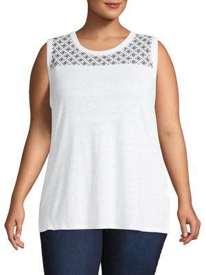 Lucky Brand Plus Embroidered Tank