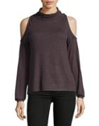 B Collection By Bobeau Funnelneck Cold Shoulder Top