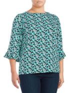 Michael Michael Kors Plus Printed Quarter-sleeve Top