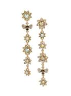 Betsey Johnson Goldtone Mixed Flower And Bumble Bee Mismatched Linear Earrings