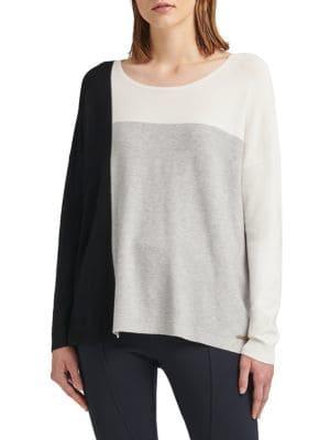 Donna Karan Side-slit Long-sleeve Sweater