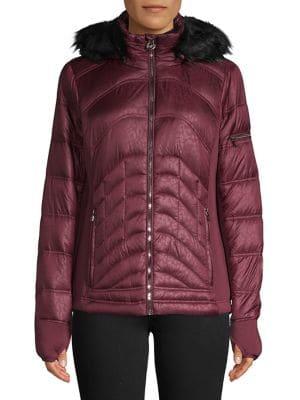 Michael Kors Mixed-quilt Faux Fur Trimmed Coat