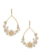 Lonna & Lilly Mother-of-pearl And Crystal Flower Drop Earrings