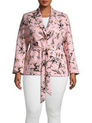 Rachel Rachel Roy Plus Floral-print Long-sleeve Blazer