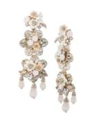 Marchesa Crystal And Goldtone Floral Chandelier Earrings