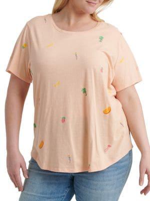 Lucky Brand Plus Printed Cotton Tee